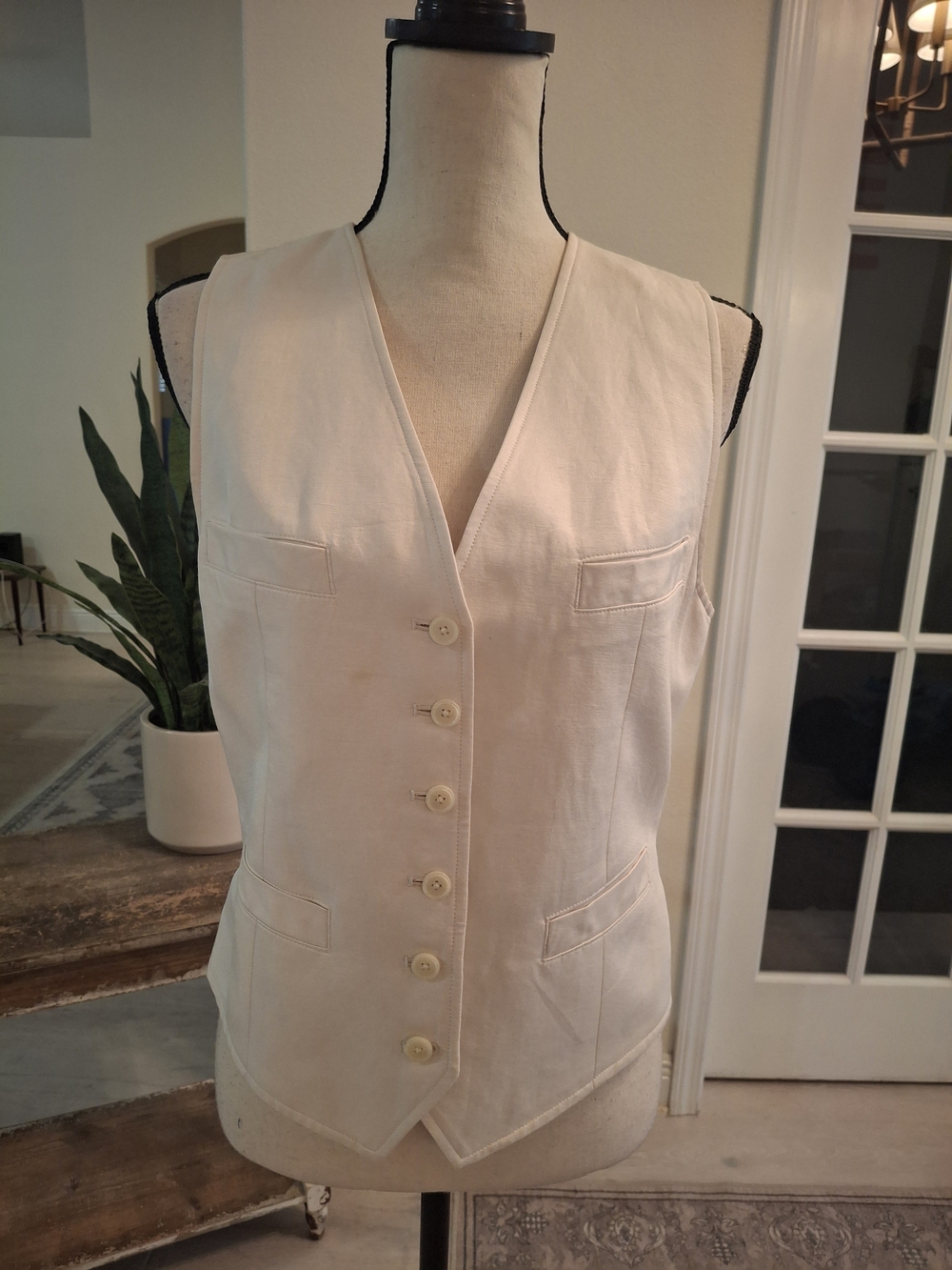 Lauren Ralph Lauren Cream Button-Front Vest
